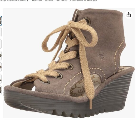 Like new! Fly London Yaba lace up wedge ankle boot suede (grey / stone / taupe) - Picture 4 of 12